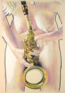 Naked Saxophone player