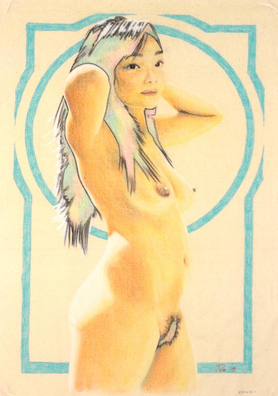 Asian nude with border