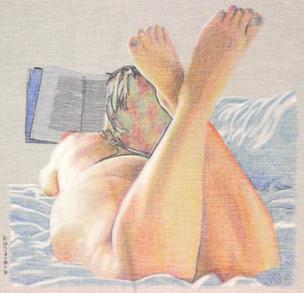 Nude reading a book